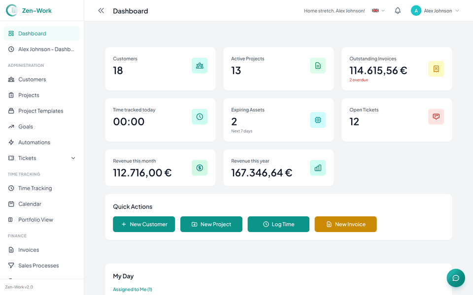 Zen-Work Dashboard Preview