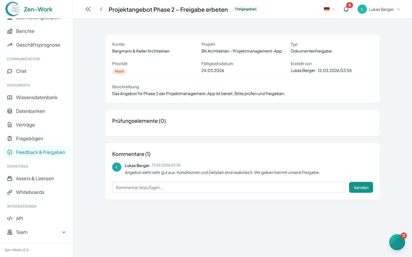 Genehmigung durch Vorgesetzte