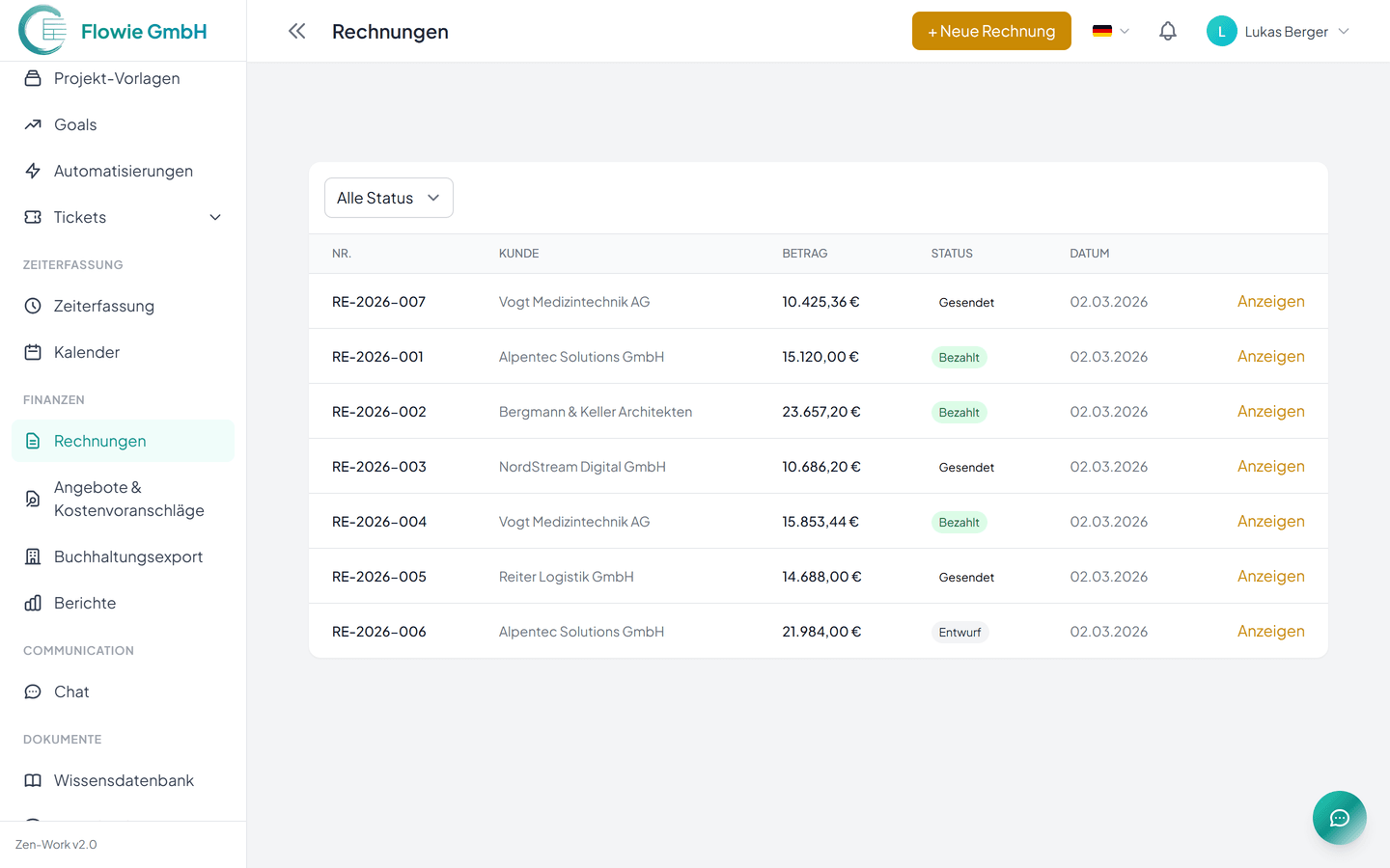 Angebot annehmen & abrechnen